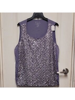 Chico's Lavender Sequin Scoop Neck Tank
